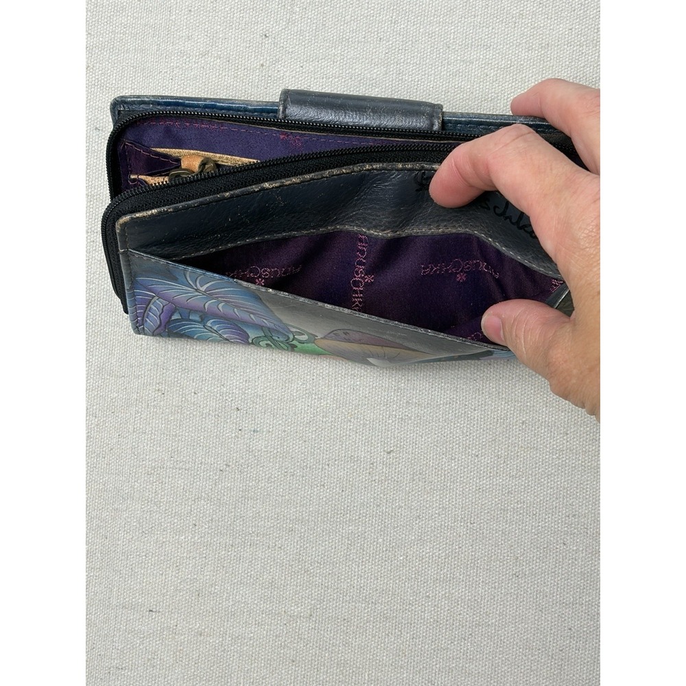 Anuschka Hand-Painted Multicolor Cat Floral Wallet - Picture 4 of 9